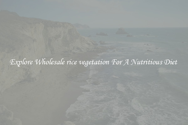 Explore Wholesale rice vegetation For A Nutritious Diet 